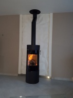 POELE A BOIS VIVA 120 L RAIS AVEC PANNEAU DECORATIF A FACETTES